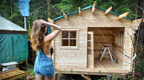 TIMELAPSE - BUILDING A BUNKIE CABIN & Expanding Our OFF GRID YURT