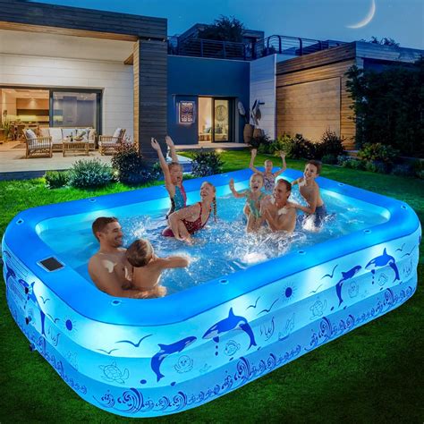LanBlu Piscina Gonfiabile Adulti con Luci, Solare Piscina Gonfiabile