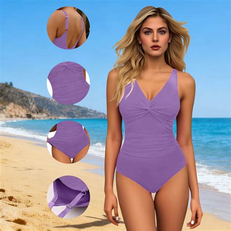 Xdegoge One Piece Swimsuit Slimming Ruched Bathing Modest Suit Vintage