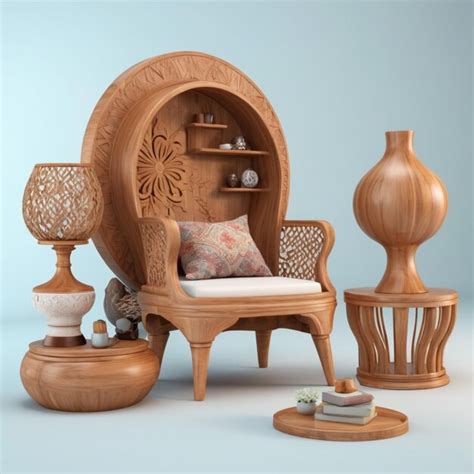 Premium PSD | A wooden furniture with a lamp