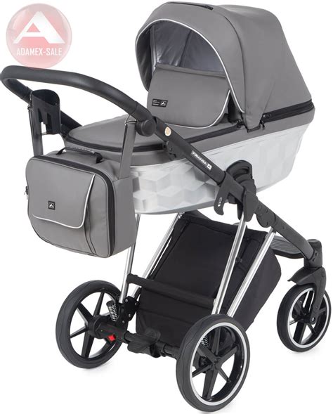 Коляска Adamex Paolo Star Deluxe 3 в 1 Star 107 кожа серая, хром | Sale ...