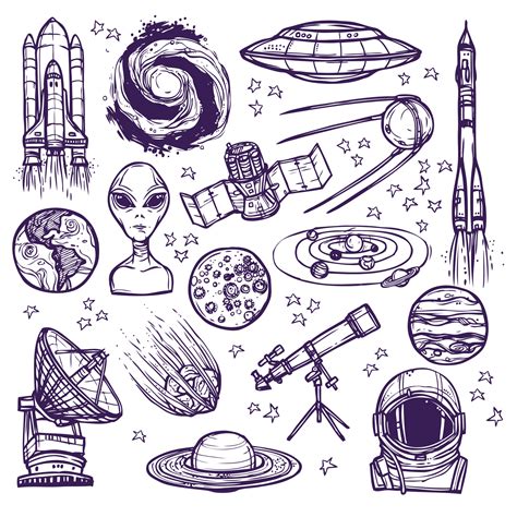 premium vector space sketch set