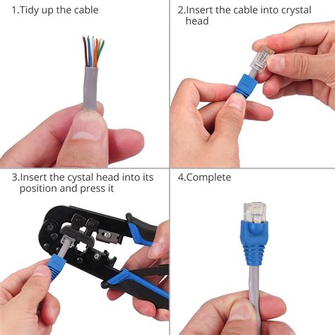 RJ45 Crimp Tool RJ11 Cat5 Modular Data Plug+30x Covers+ Nylon cable tie ...