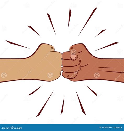 Two Clenched Male Fists Bumping Together Stock Vector - Illustration of