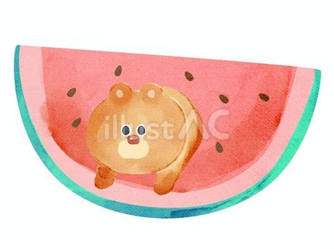 水彩画_夏のスイカとクマ_01イラスト - No: 25441262｜無料イラスト・フリー素材なら「イラストAC」