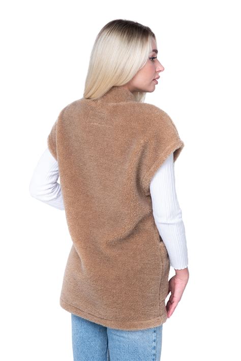 Женский жилет из верблюжьей шерсти оптом WOOL цвет CAMEL КОРИЧНЕВЫЙ ...