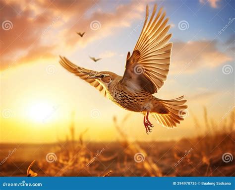 sky lark alauda arvensis   generative ai illustration stock