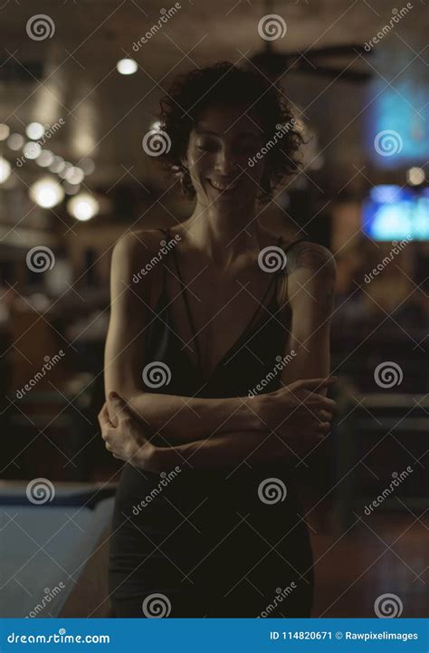 Portrait of Alone Woman at a Bar Stock Image - Image of alone, life ...