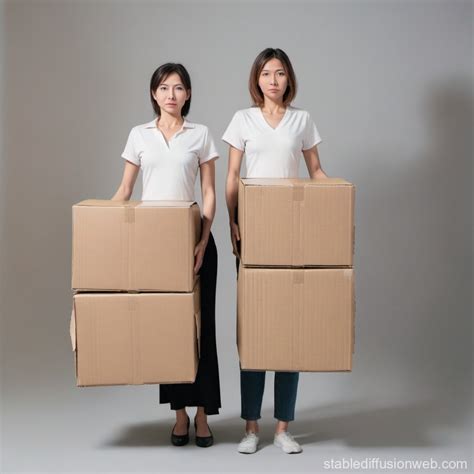 women carrying boxes stable diffusion