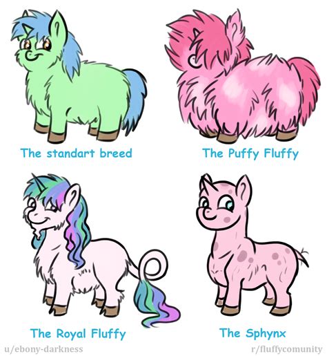 A couple Fluffy Pony breeds that were selectively breed through out the years. ( Artist: Ebony ...