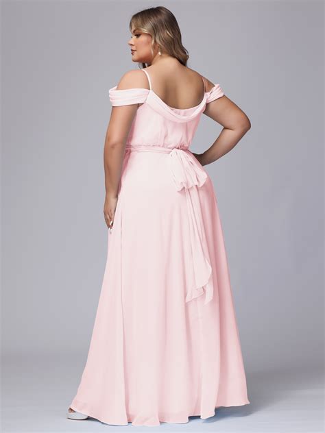 Off The Shoulder Chiffon Plus Size Long Bridesmaid Dresses