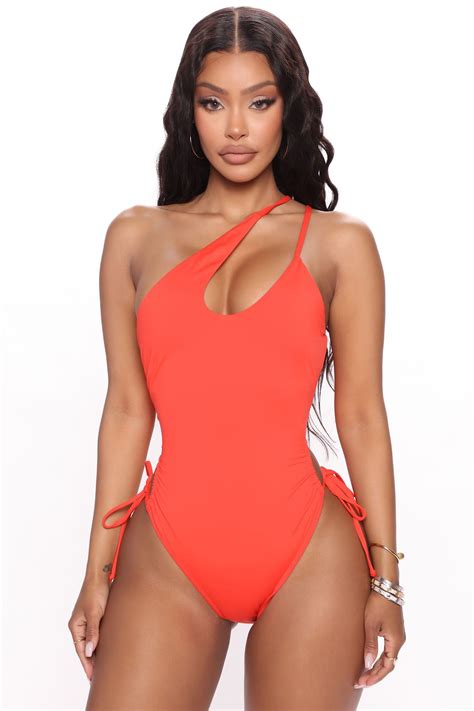 Womens Tequila Sunrise Dreams Plunge One Piece Swimsuit in Orange Size