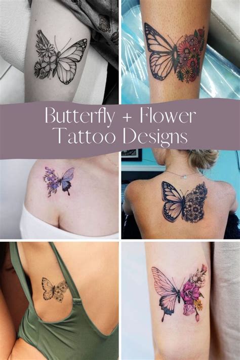 31 Beautiful Half Butterfly Half Flower Tattoo Ideas - TattooGlee | Butterfly with flowers ...