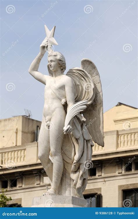 statue  barcelona spain stock photo image  barceloneta