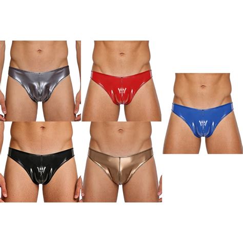 Wet Look PU Micro Briefs for Men Bugle Pouch Mini Bikini Underwear Bathing Suit | eBay