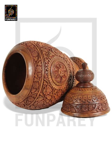 hand carved wooden jar  funparey