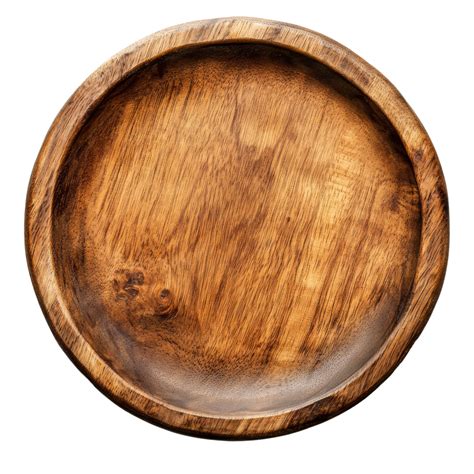 rustic wooden plate isolated  transparent background designed