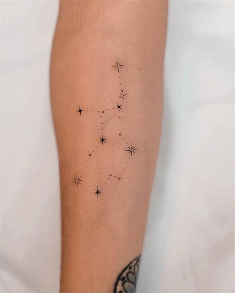 Virgo constellation tattoo in minimalistic style
