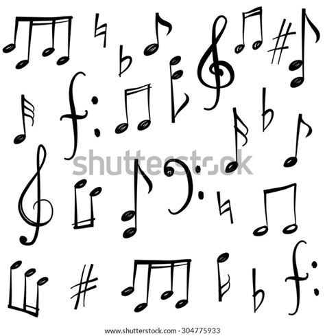 Music Notes Signs Set Hand Drawn Stock Vector (Royalty Free) 304775933 ...