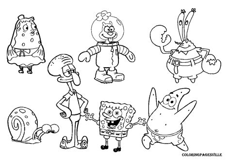 Spongebob Squarepants Characters Coloring Pages - Coloring Home