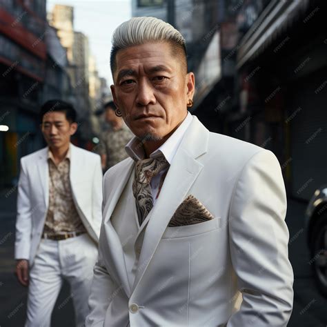 Premium AI Image | Triad mafia boss respectable Asian man elderly in