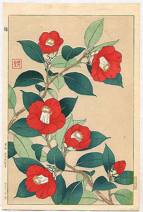 Red Camellia - by Shodo Kawarazaki 1889-1973 | Arte con flores, Arte ...