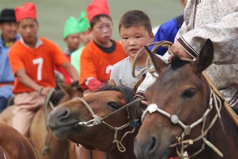 Mongolian Boys 07.31.2017, Ulaanbaatar, Mongolia. Traditional Mongolian ...