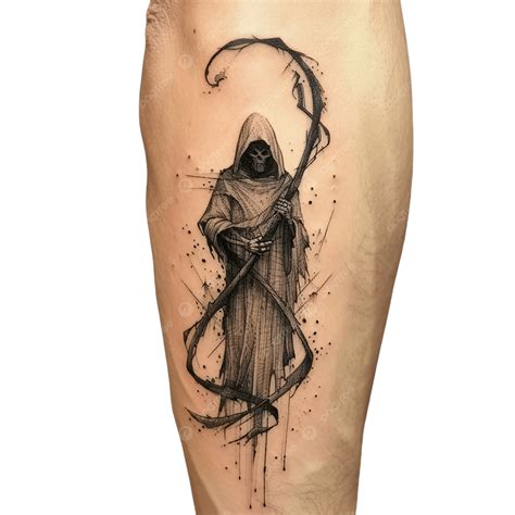 Grim Reaper Scythe Ribbon Tattoo, Tattoo, Ink, Traditional Tattoo PNG