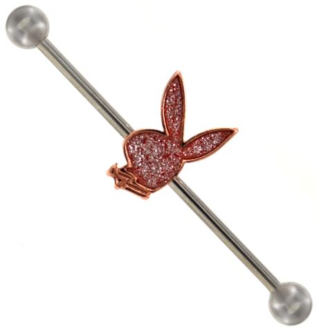 Tan Sandy Glitter Playboy Bunny Industrial Bar | BodyDazz.com