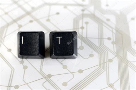 IT, Two Keyboard keys with letters I and T on Circuit Board — Stock ...