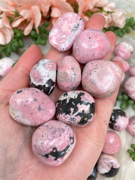 tumbled pink rhodonite stones  peru