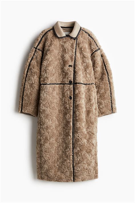 Палто от мъхеста материя - Бежов - ЖЕНИ | H&M BG
