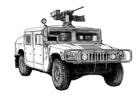 Hummer US army car drawing art poster Painting by Kim Wang - Fine Art ...