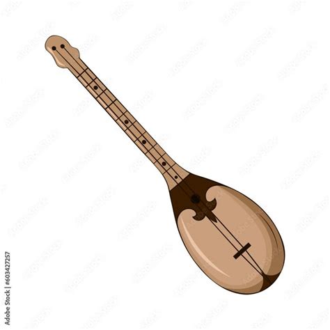 Traditional Dombyra: Vector Illustration of a Kazakh Musical Instrument
