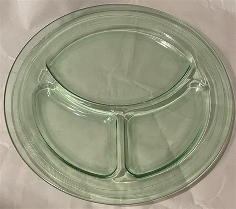 10 Light Green Depression Glass Divided Plates - Etsy