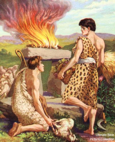 Genesis 4 Bible Pictures: Cain and Abel offering sacrifices
