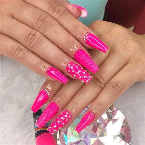Unha Rosa Neon Com Glitter - Unhas rosa neon: 70 modelos para você se apaixonar