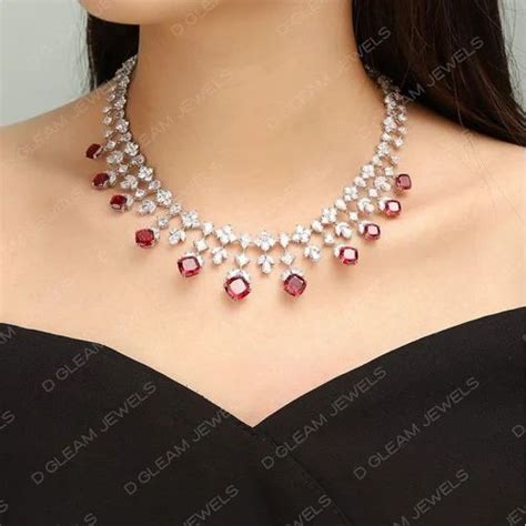 classic design lab grown ruby pendant necklace   price  surat
