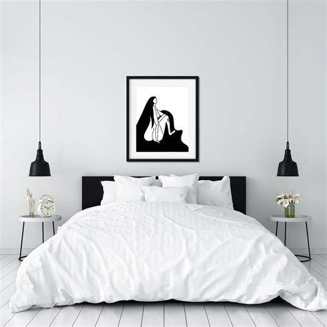 Female Body Art, Black and White Naked Woman Art, Woman Figure Art