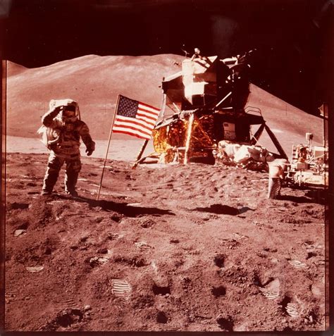 Bid Now: APOLLO 15 JAMES IRWIN SALUTING THE U.S. FLAG FROM A PHOTOGRAPH ...