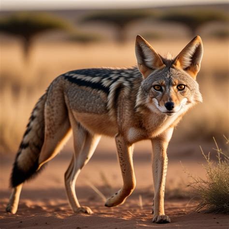 Jackal Prowling in African Savannah at Golden Hour | Stable Diffusion ...