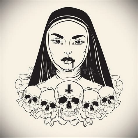Эскиз Тату Монашка 16.02.2020 №1053 -nun tattoo- tattoo-photo.ru ...