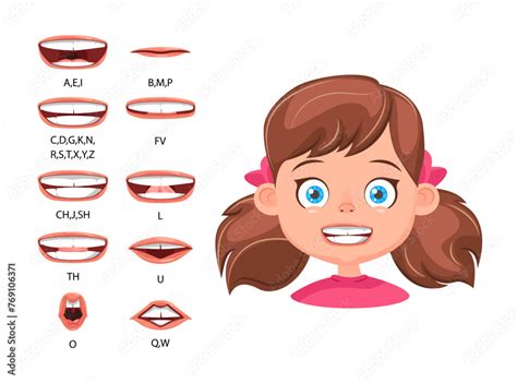 mouth animation set  girl character lip sync  character
