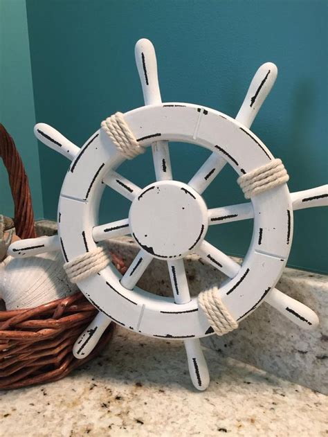 Rustic White Nautical Ship Wheel Decorative ship's wheel | Etsy | Ship ...