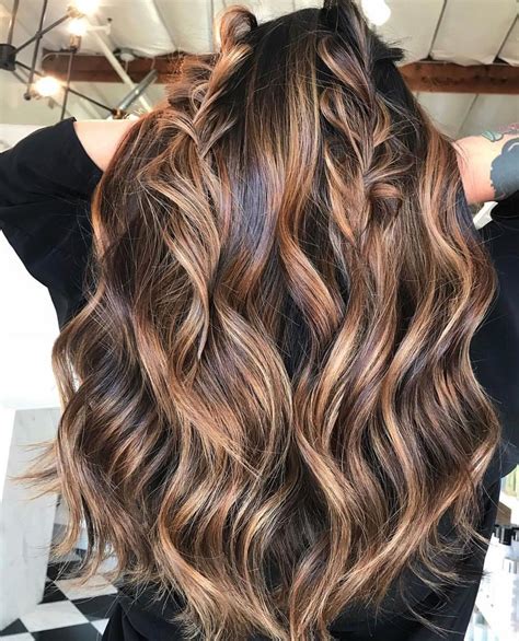 High Contrast Caramel Blonde Balayage | Highlights for dark brown hair ...