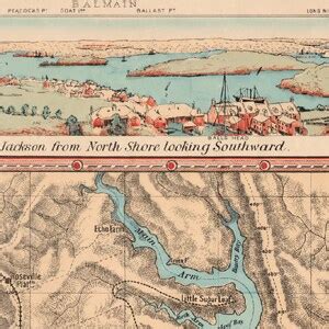 Port Jackson Map Panoramic View of Sydney and Port Jackson Fine Giclee ...