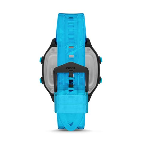 Fossil FS5676 RETRO DIGITAL LCD NEON Blue Nylon Strap 40mm - Zegarek.net