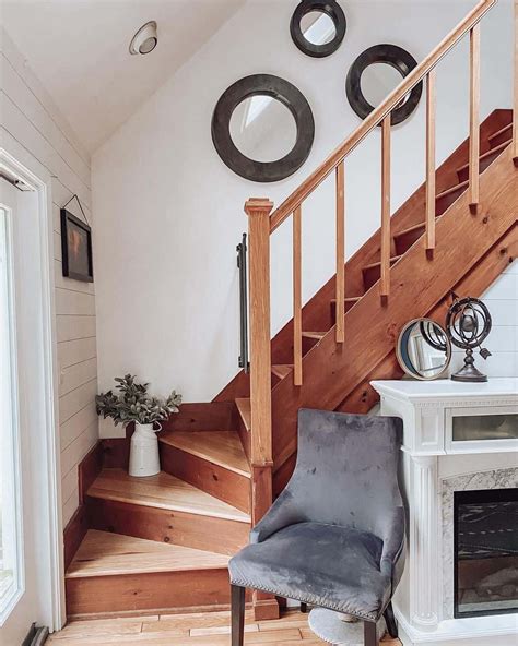Wooden Stairs With Mirror Gallery Wall - Soul & Lane