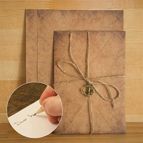 vintage kraft envelope letter set valentine grandado
