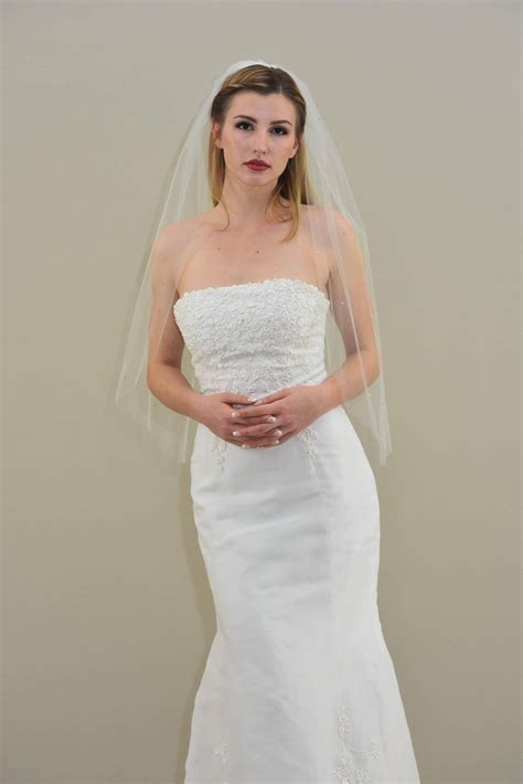 Extra Swarovski Crystals Scattered Hip Length Veil | WeddingVeil.com